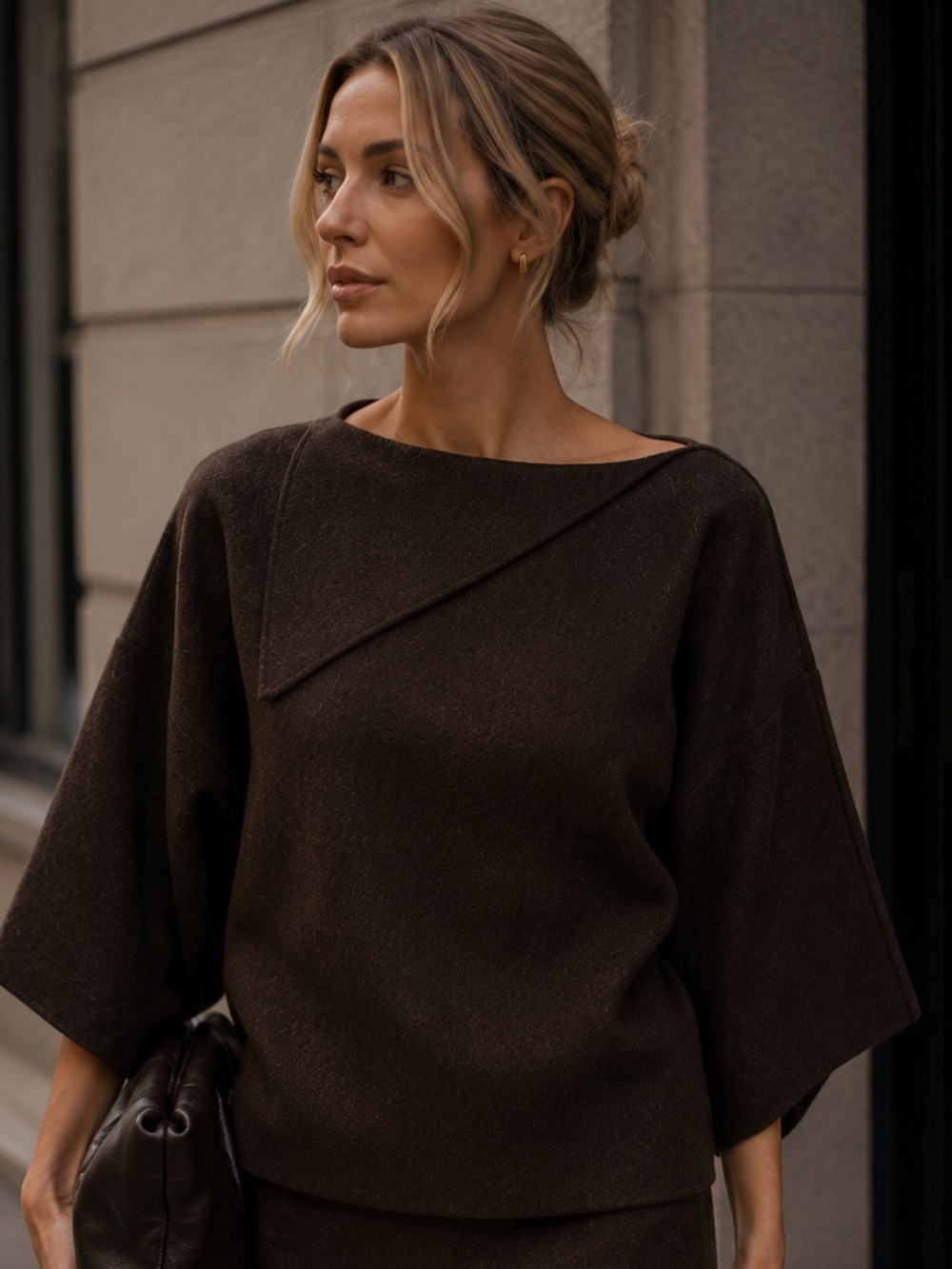 ZARA NWT Brown Wool Blend Knit Top & A-Line Midi Skirt Matching Set M - Picture 3 of 10